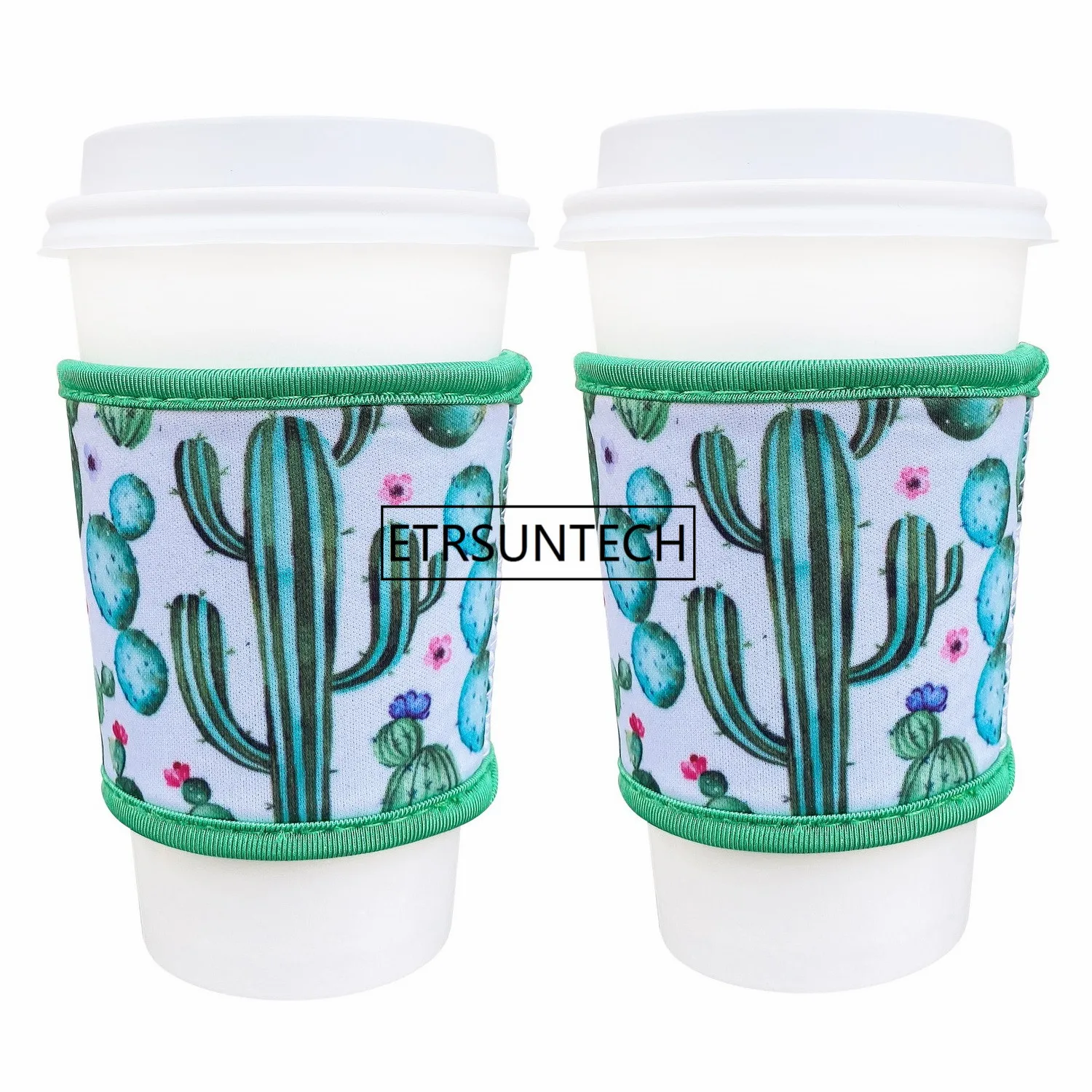 2PCS Neoprene Heat Resistant 4mm Thick Insulated Reusable Hot Coffee Cup Sleeves for Hot Coffee and Tea 12oz-24oz Cups