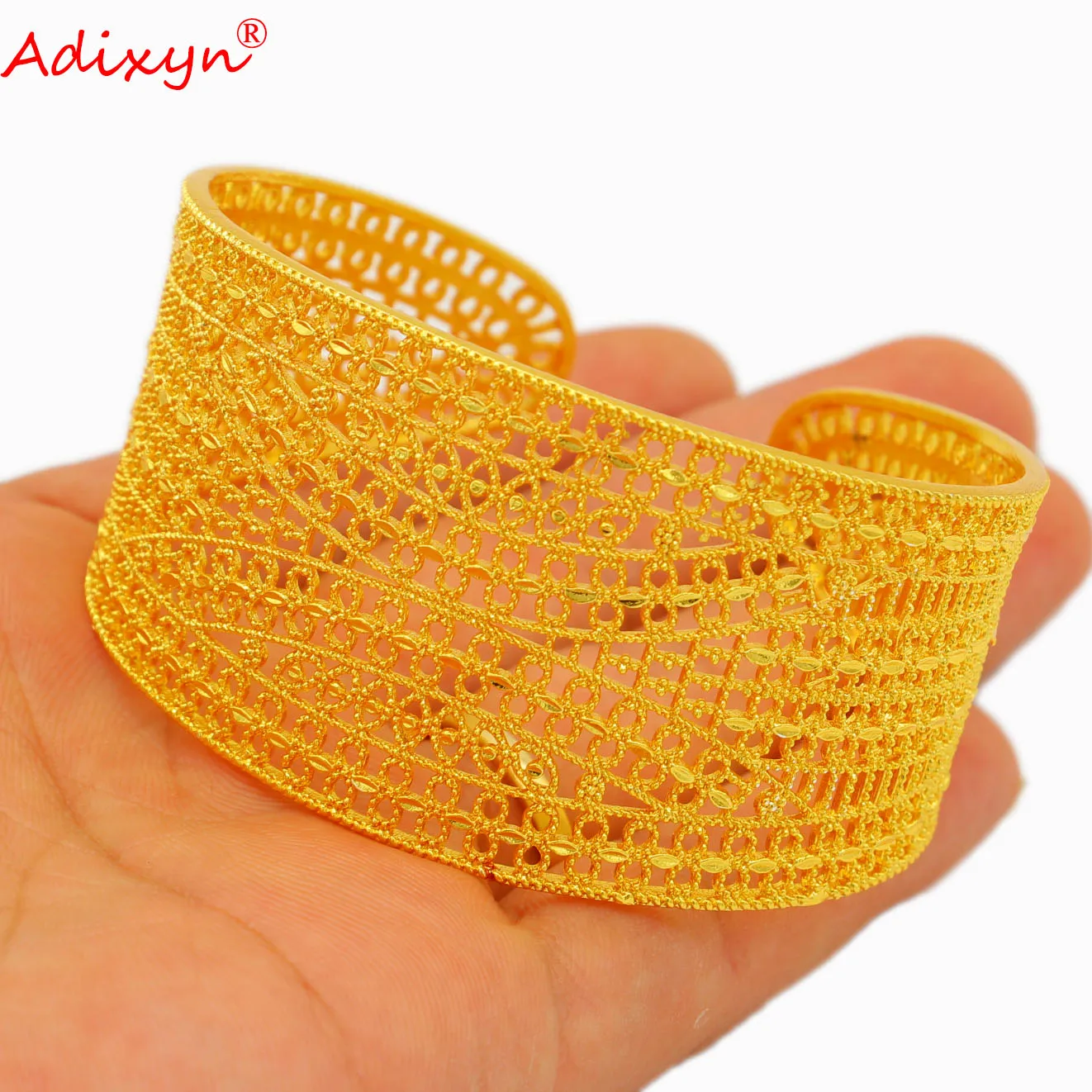 Adixyn New 24k Gold Color Bangle for Women Jewelry Cuff Bracelet African French Dubai Wedding Jewelry Gifts N042810