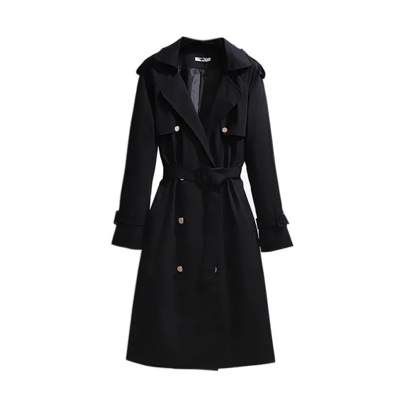 150Kg Plus Size Women's Autumn Tailored Collar Long Trench Coat Bust 153cm 5XL 6XL 7XL 8XL 9XL Loose Double-Breasted Coat