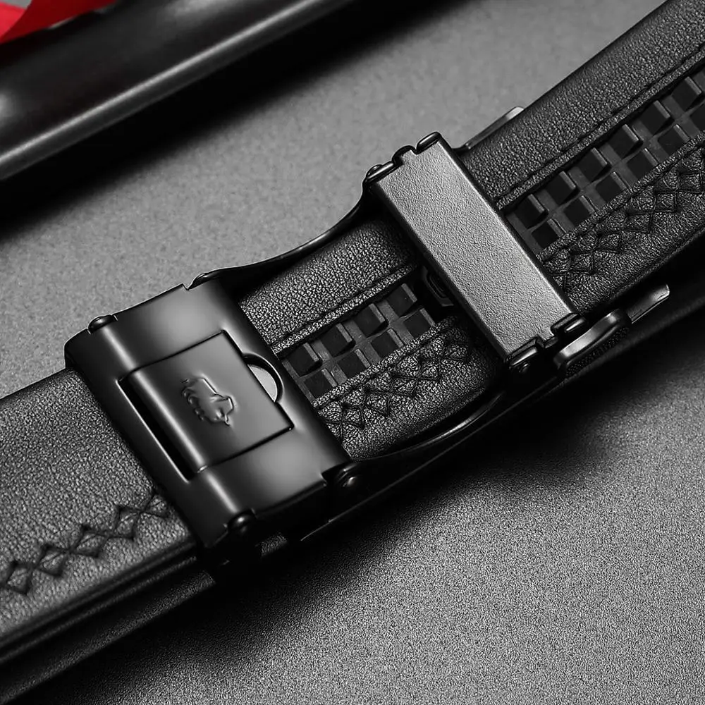 BISON DENIM Cow Leather Men Belt Automatic Alloy Buckle Belt Luxury Classsic Genuine Leather Strap High Quality for Male N71517