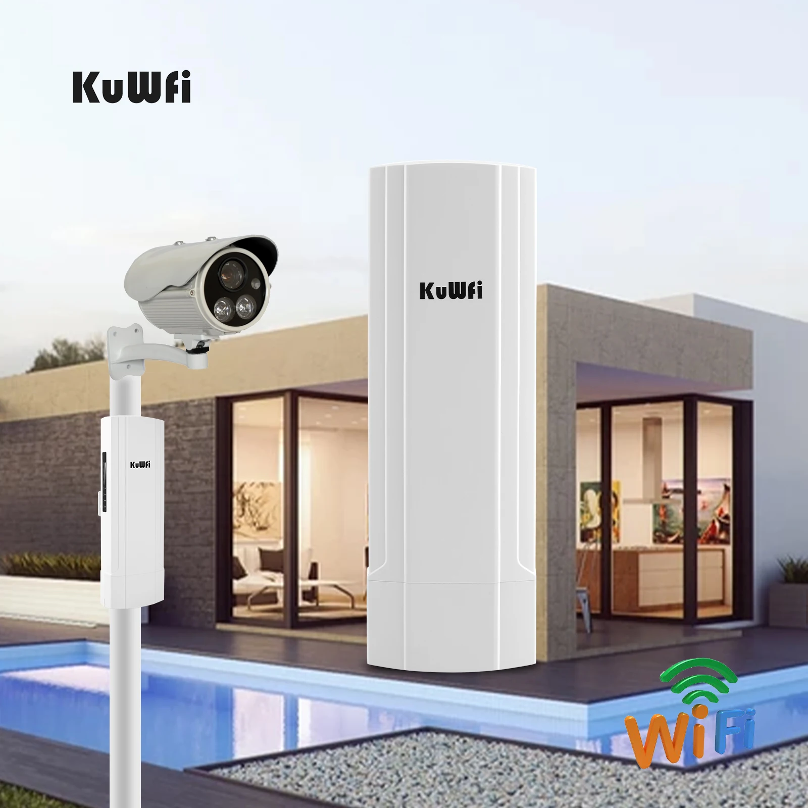 Imagem -03 - Kuwfi-roteador Externo sem Fio Gigabit Repetidor Wifi Ponte Ponto a Ponto 35km Extensor Antena 14dbi 48v Poe 5.8g Wave2