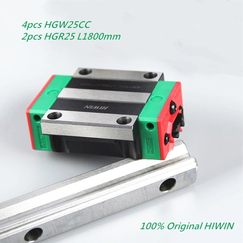 

2pcs Original HIWIN Linear guide HGR25 1800mm rail + 4pcs HGW25CC linear flanged carriage block