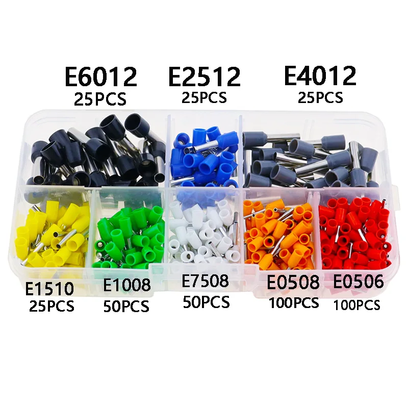400pcs 8 Size 8 Color Wire Copper Crimp Connector Insulated Cord Pin End Terminal Kit Set image 3