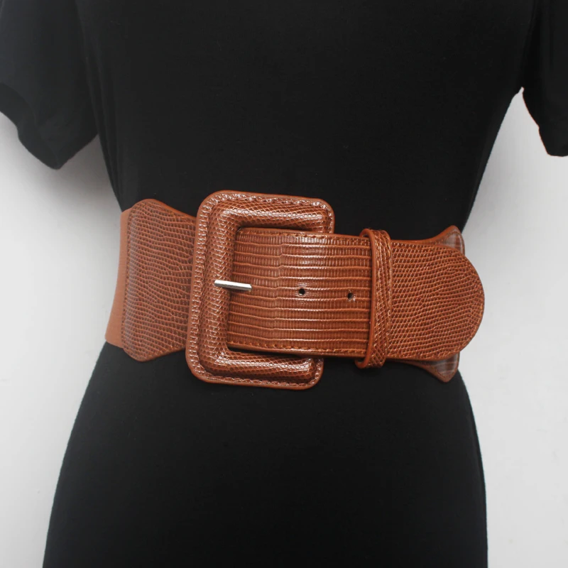 Women Wide Waist sealing  Cover Decoration Belt Elastic Fashionable And All round  Khaki Winter Black Wide Belt 7.5-7.8cm