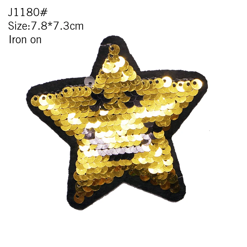 Star Embroidery Patch Towel Sequin Sewing Iron Badge Gold And Silver Red Black Blue Pink Clothes DIY Decal Process Decoration