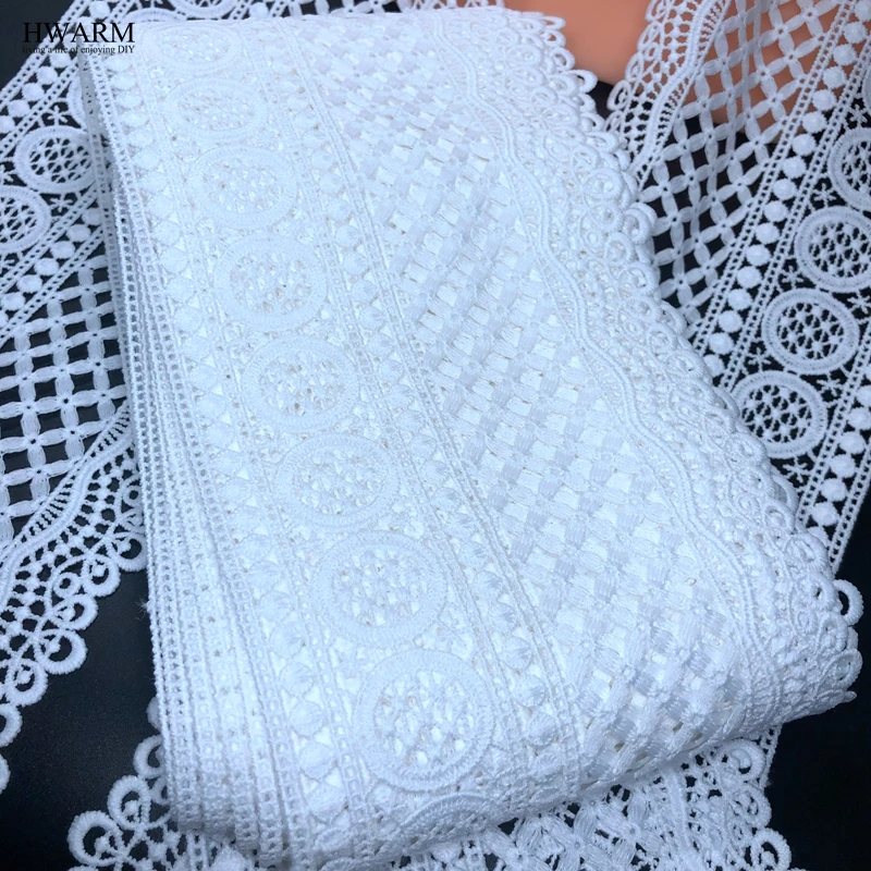 5yard 12.5cm lace fabric ribbon trim DIY clothes sewing wedding decoration white water-soluble hollow milk silk embroidery laces