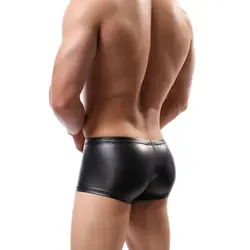 CLEVER-MENMODE Men Boxer Underpants Sexy Mens Faux leather PU Underwear Penis Pouch Boxers Panties Boxershorts homem Male Shorts