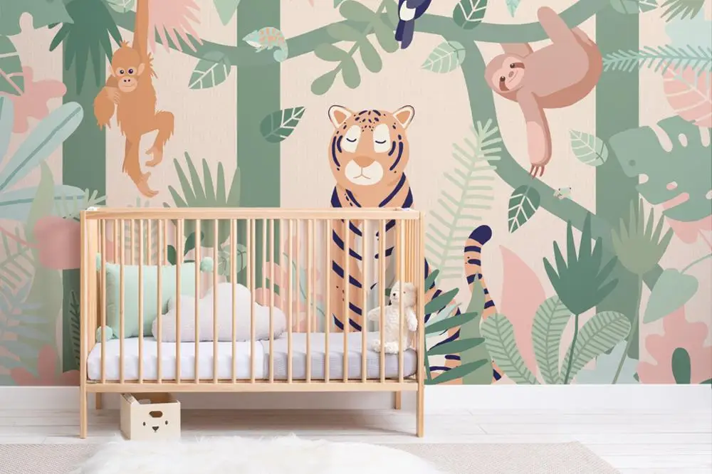 

Buddies Kids Jungle Animal Friends Wallpaper Mural nursery wallpaper