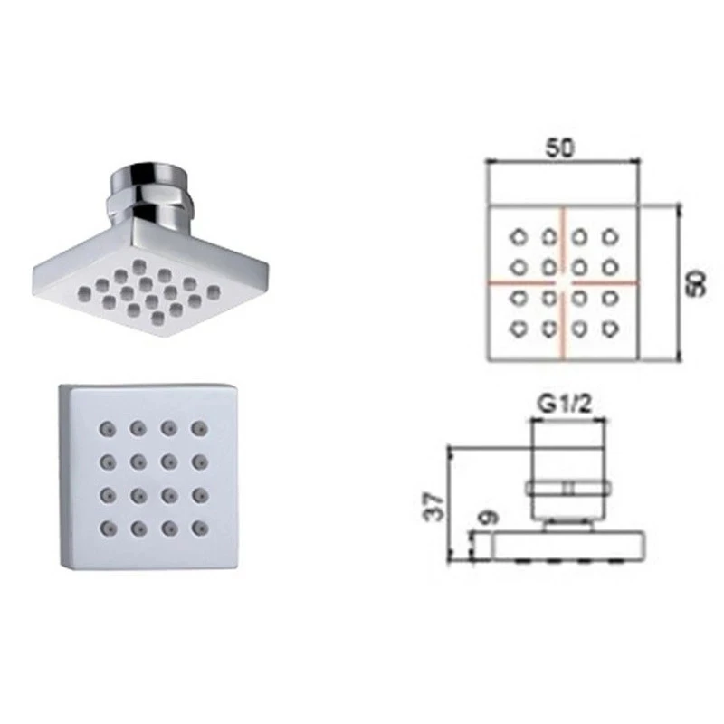 Bathroom Solid Brass Square Chrome Plated Body Shower Spray Jets Shower Head Sprayer Set Saving Water Massage Body Jet