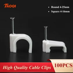 100PCS Flat Cable Wire High Carbon Steel Nails Cable clips Wire Circle Cable Clip C Shaped Wire Wall holder Steel Nail