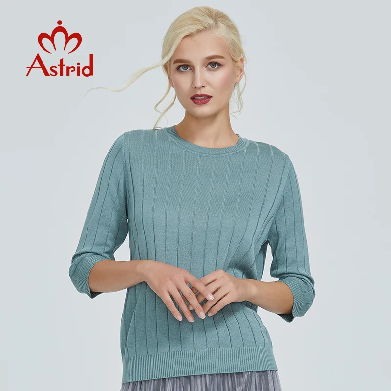 Astrid 2023 Autumn new arrival women sweater top light green short sleeve quality fashion women clothes ladies sweaters MS-005