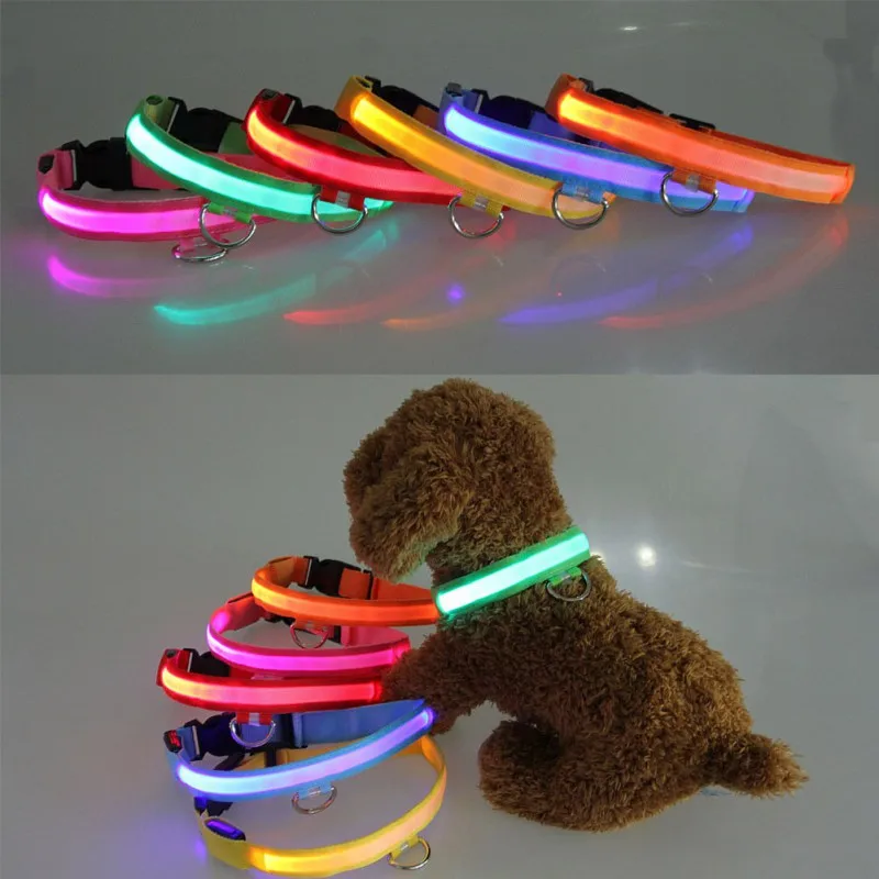 Nylon LED Pet Dog Collar USB Charging Dog Safety Night Light Anti-Lost/ Car Accident Avoid Luminous Collar For Pet Accessories