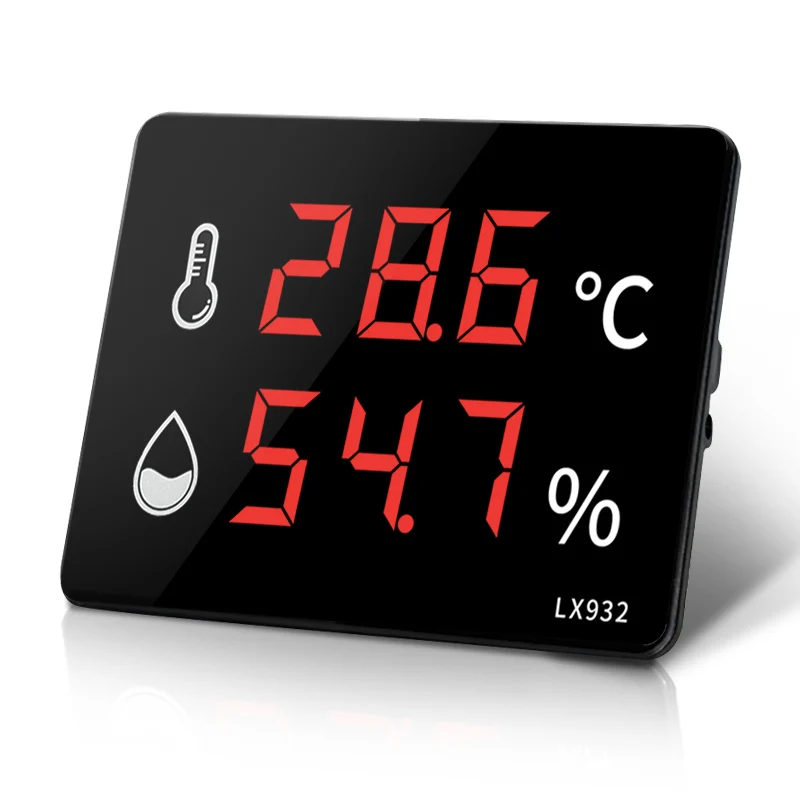 Electronic Thermometer Wall-Mounted Charger Hygrometer Wall Clock With Time Display And Probe