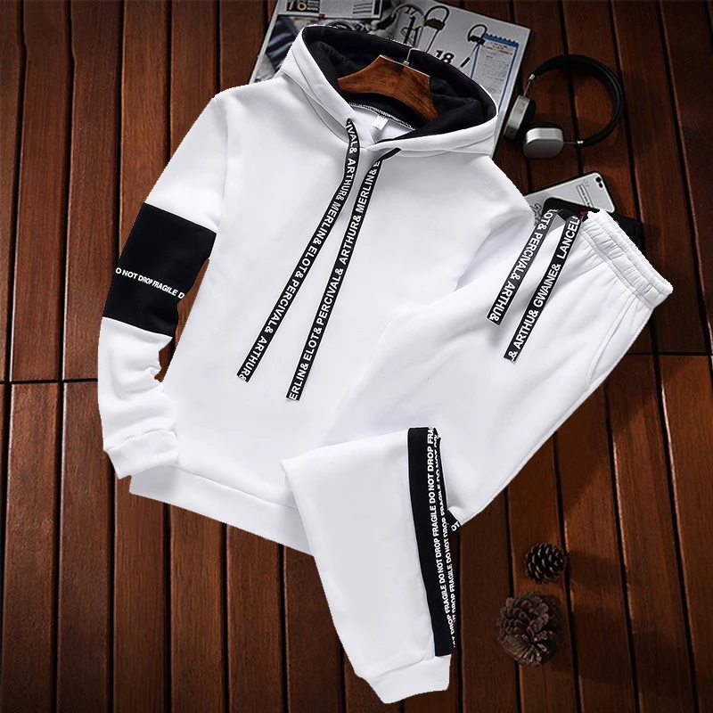 Winter Hoodie Sets Men Tracksuit Casual Hoodies Sweatshirt+Sweatpants 2 Piece Set Male Pullover Hoody Fashion Streetwear Clothes