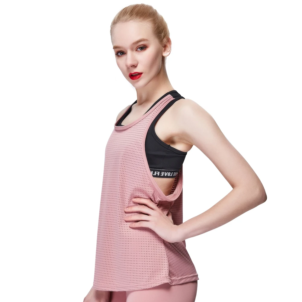 LUKITAS Fitness Yoga Shirts Sleeveless Shirt Women Nylon Patchwork Running Fake Two-Piece Sport Vest Workout Female Yoga Shirts