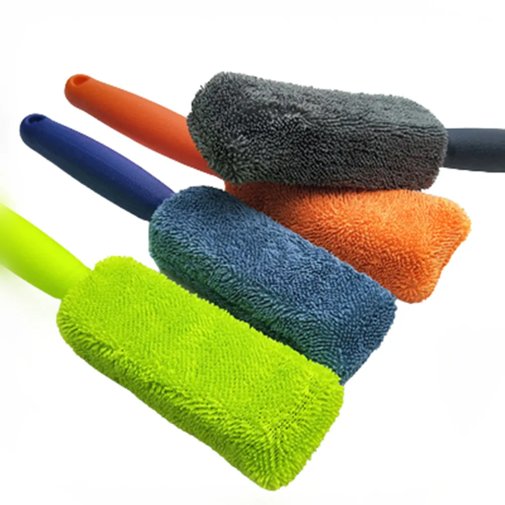 Superfine Microfiber Car Detailing Wash Brush 28CM Long Handle Auto Car Tire Wheel Hud Cleaning Brush Cloth Car Care Accessories