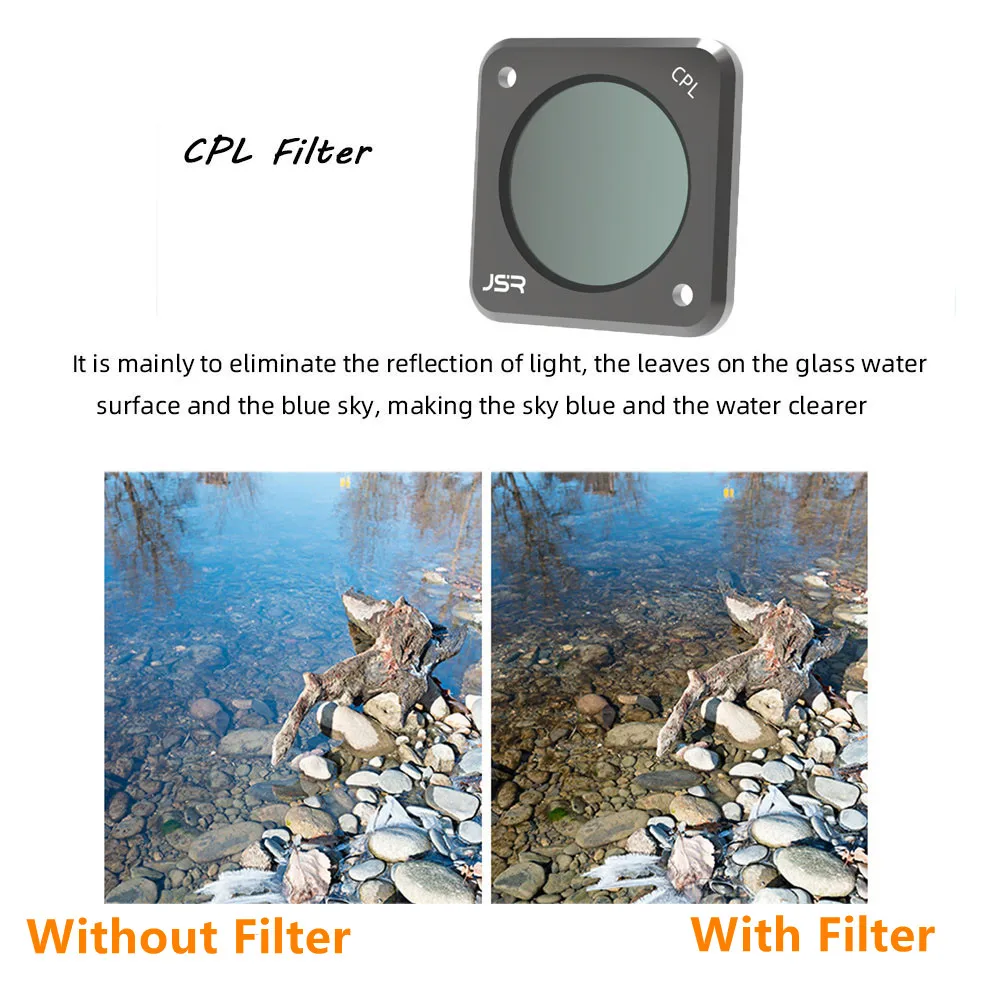 Glass CPL + ND8 + ND16 Neutral Density PL Lens Filter Protector Guard Cap Kit for DJI Action 2 Camera Action2