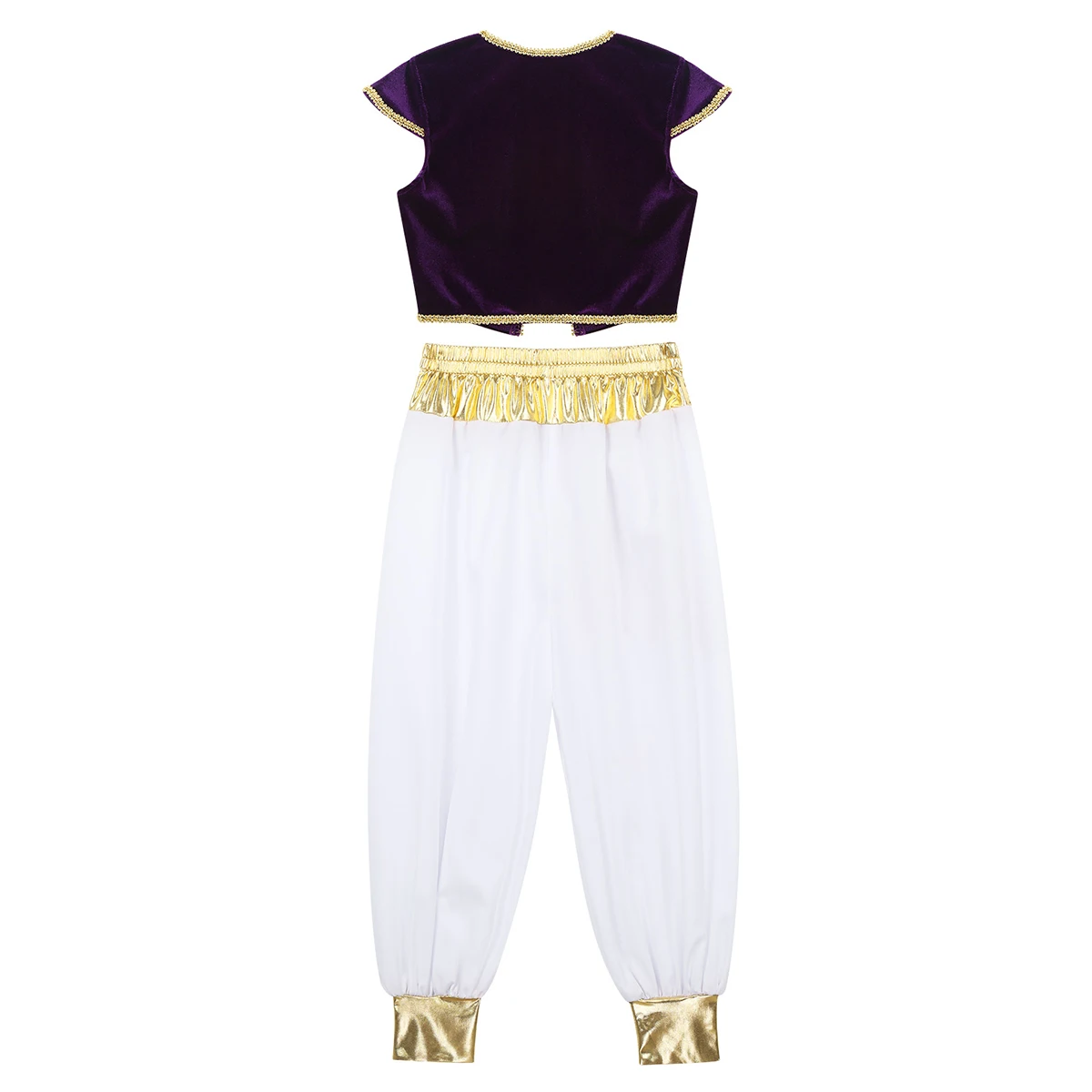 Kid Boy Mythical Prince Aladin Carnival Cosplay Outfit Halloween Party Arabian Prince Role Play Waistcoat Vest Top+Belted Pants