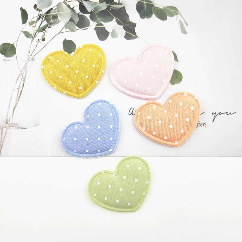 Heart Padded Applique for DIY Clothes, Hat Sewing Patches, Socks, Gloves, Shoes Decor Accessories, 3.5x2.8cm, 50PCs per Lot