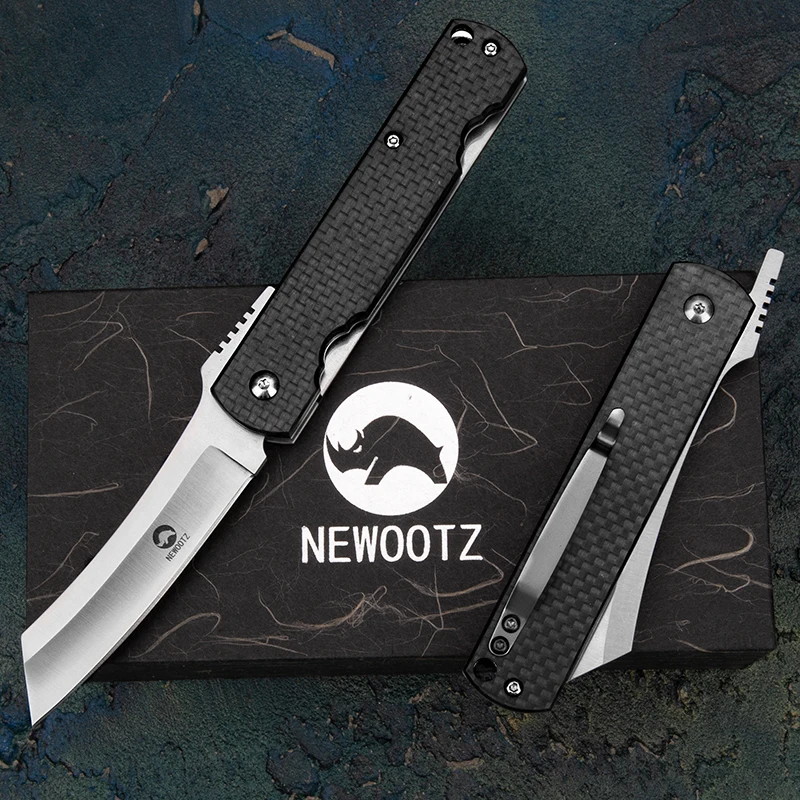 NEWOOTZ Higonokami Folding Pocket Knife with Clip Carbon Fiber Handle EDC Tactical Knives  for Survival Self Defence Camping