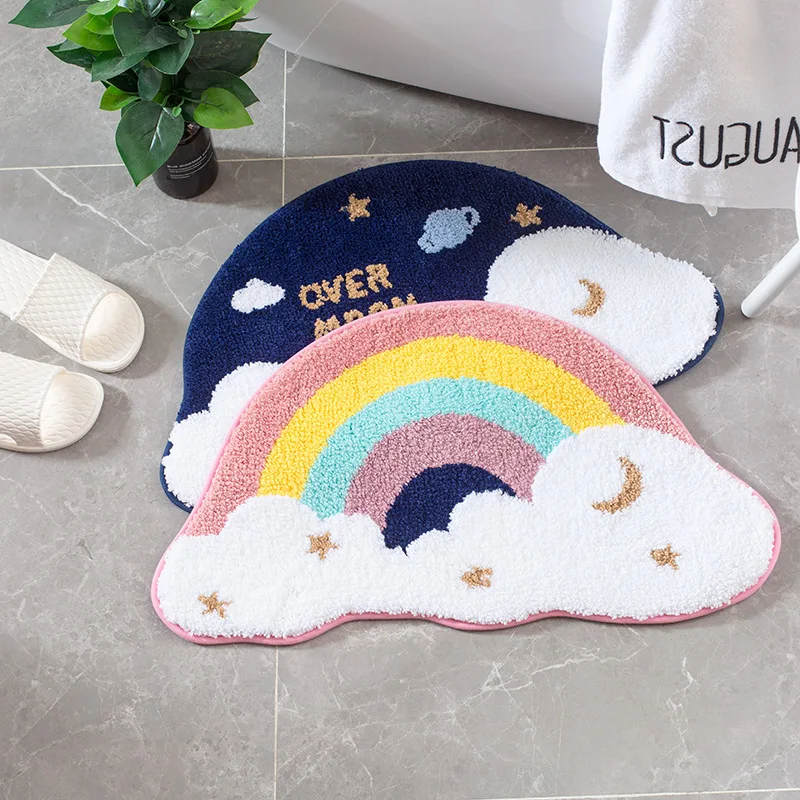 

New INS flocking Bathroom Door mat water absorption non-slip mat Rainbow carpet living room coffee table pad Home decoration