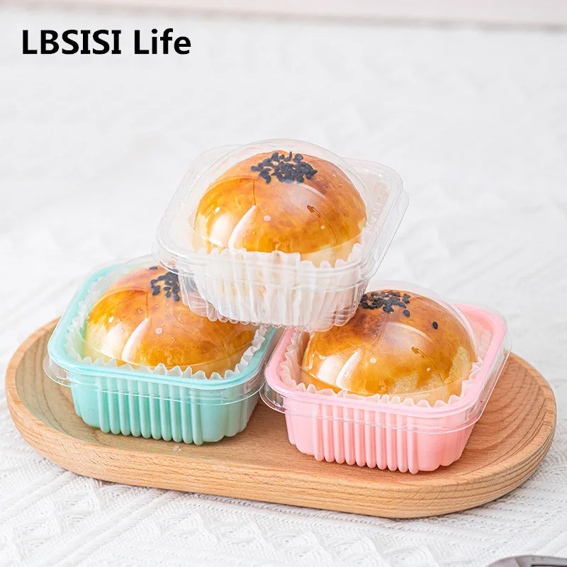 LBSISI Life 50pcs 63g Egg Yolk Crisp Packaging Tray Transparent Box Mooncake Puffs Mochi Cake Mid-Autumn Festival Party Decor