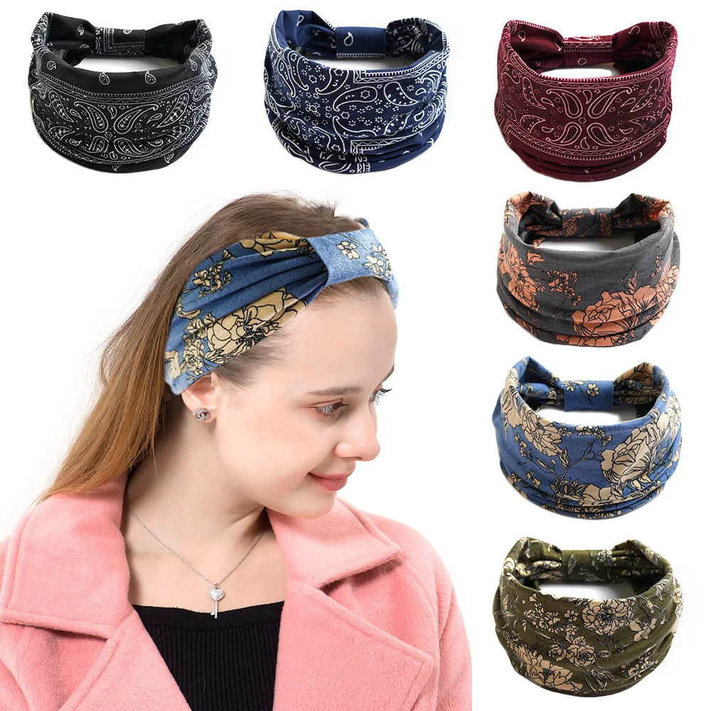 

Cotton Women Headpiece Stretch Hot Sale Turban Hair Accessories 1PC Headwear Yoga Run Bandage Hair Bands Headbands Wide Headwrap