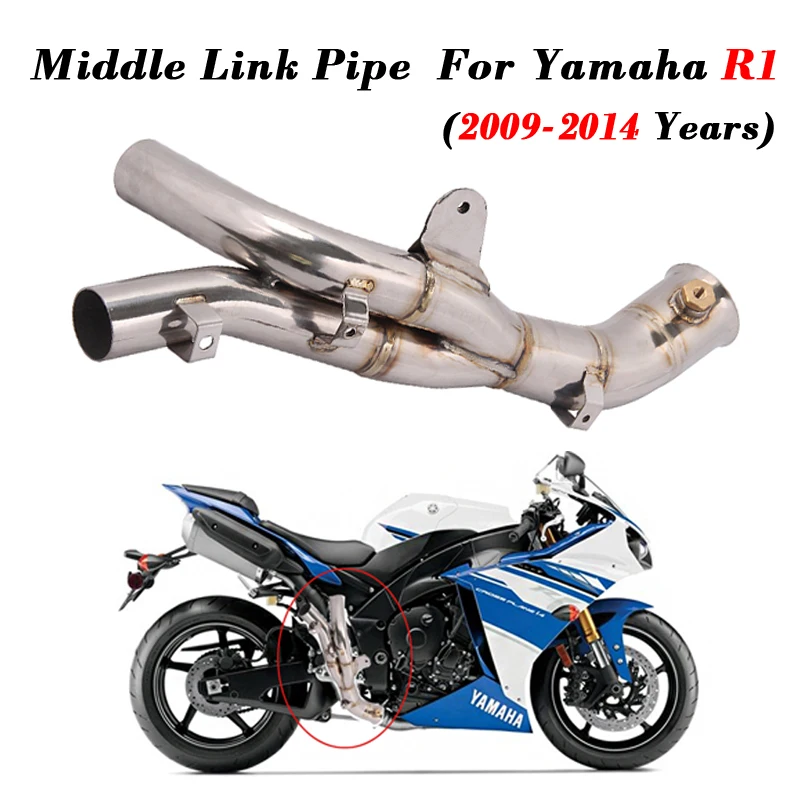 

Slip on Motorcycle Exhaust Pipe System Stainless Steel Front Middle Link Pipe For Yamaha R1 2009 2010 2011 2012 2013 2014 Years