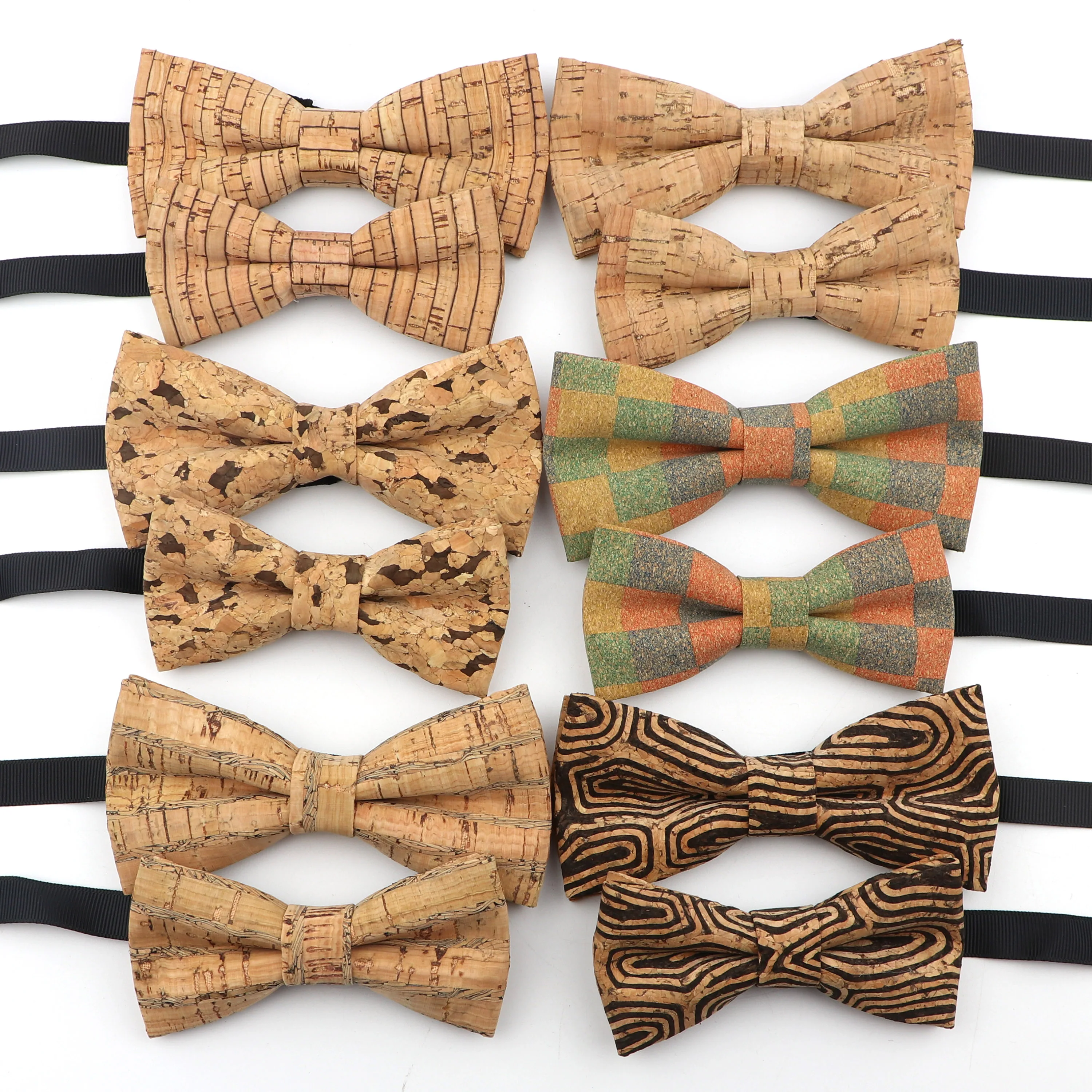 New Fashion Cork Wood Parent-Child Bow Ties Set Novelty Handmade Neckwear Butterfly For Wedding Party Man Gift Accessories Tie