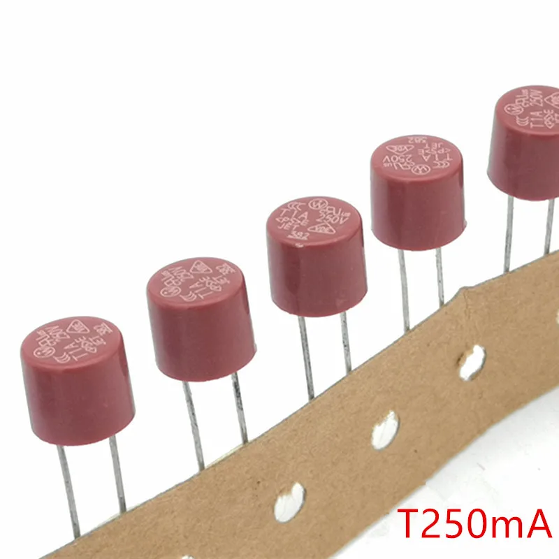 (1000 pcs/lot) T250mA 250V TR5 Slow Blow Subminiature Fuse, UL VDE RoHS Approved, 250mA, 0.25 Amp.