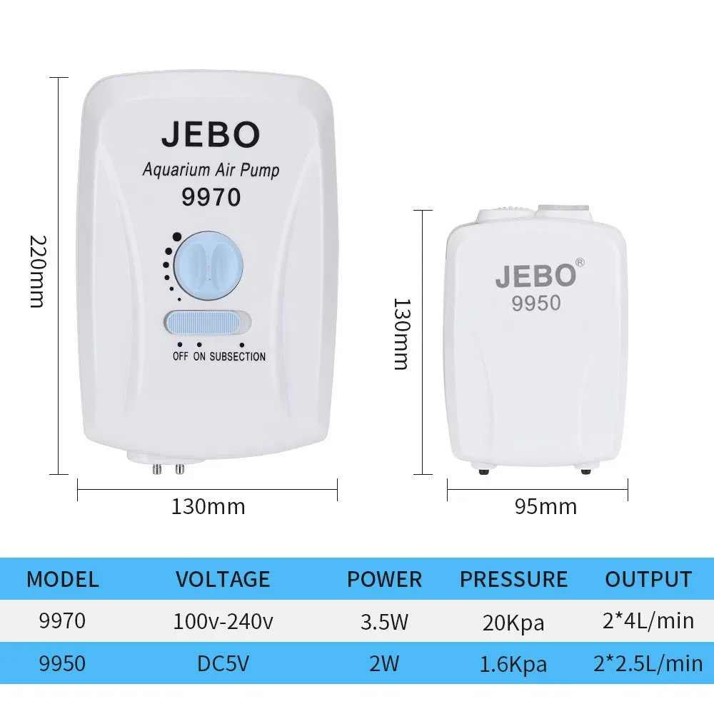 JEBO9950/9970 AC and DC dual purpose oxygen pump quiet lithium Battery portable aquarium air  Aquarium fish tank accessories