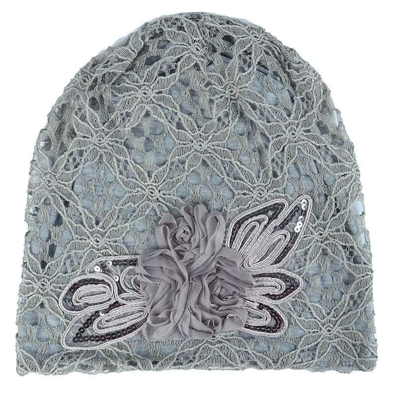 Sombrero de encaje hueco para mujer, gorro de encaje hueco, gorro de quimioterapia de flores transpirable fino, primavera y otoño