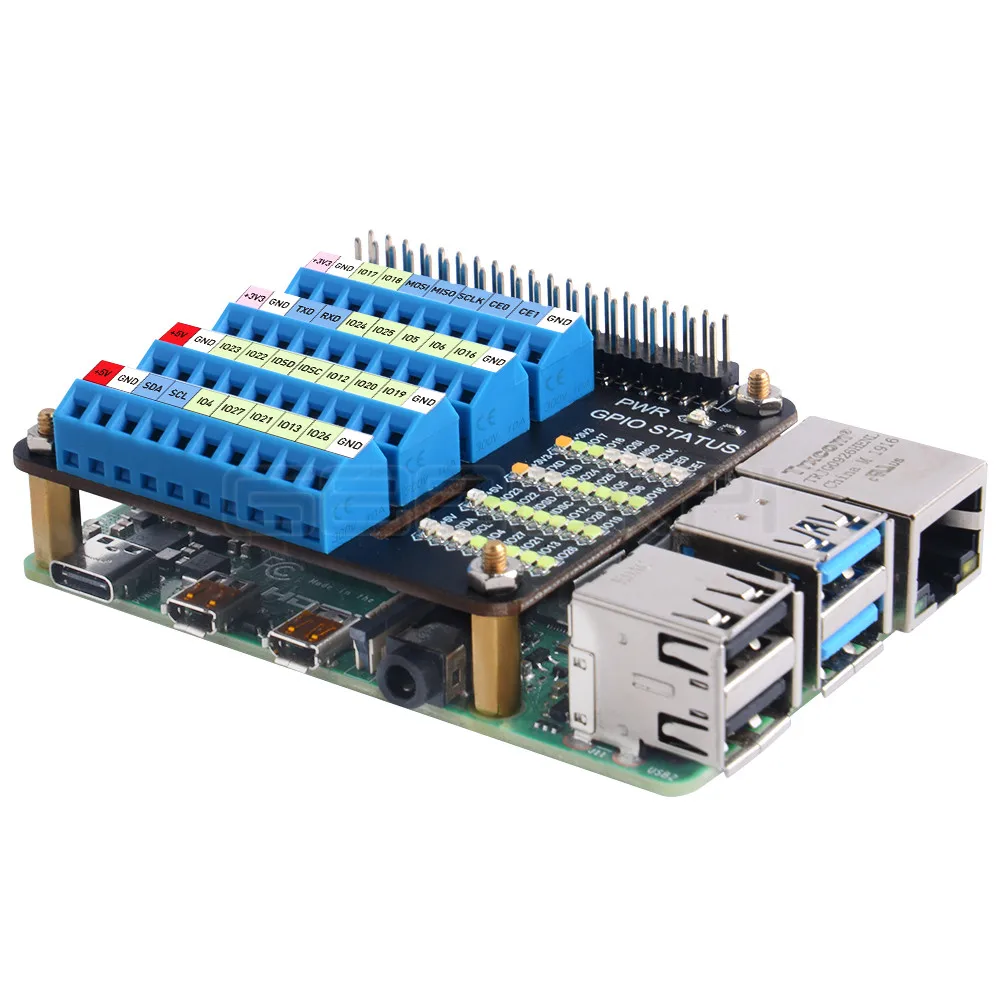 GeeekPi Raspberry Pi GPIO винтовая Клеммная плата расширения с микро светодиодом для Raspberry Pi 4B / 3B + / 3B / Zero W