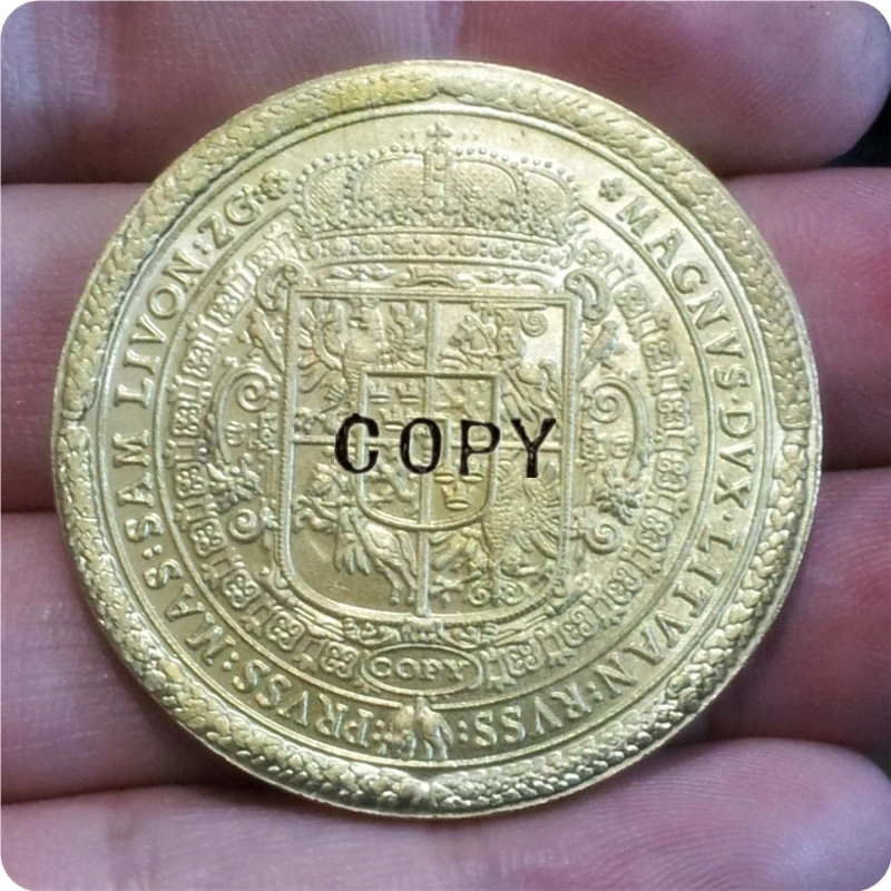 Poland-100-DUKAT-1621-SIGIS-III-Gold-brass-RARE-beautiful-Copy Coin