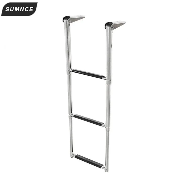 3 Steps Boat Stainless Steel 304 Telescoping Folding Ladder Deck Outboard Swim Platform Boat Marine Yacht Accessories