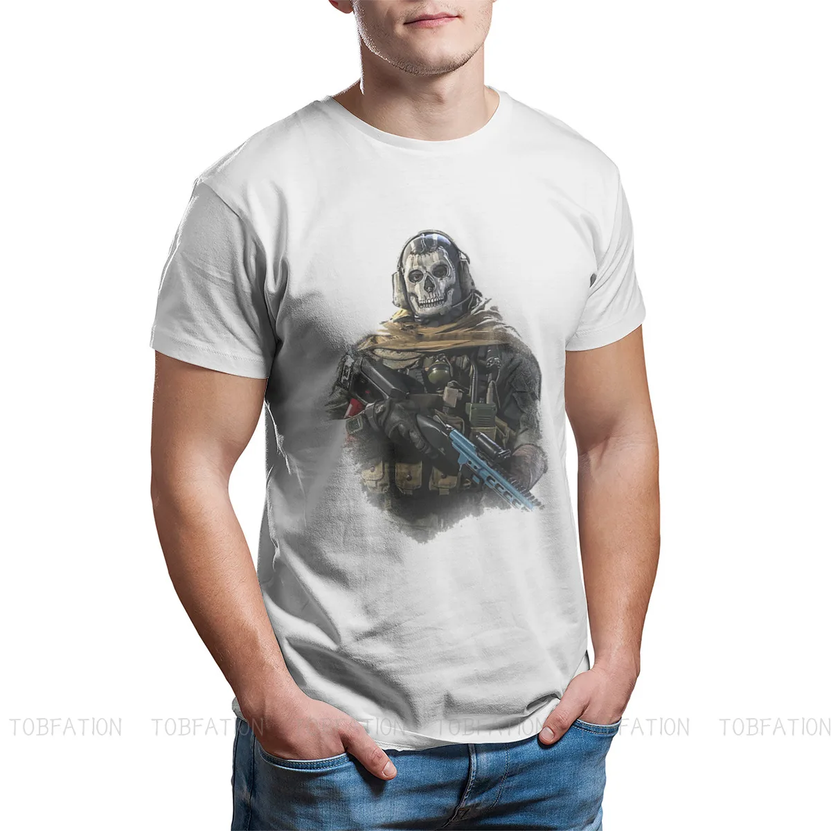 COD Black Ops Cold War Warzone Ghost Classic T Shirt for Men Comfort Crewneck Cotton New Tops Tshirt