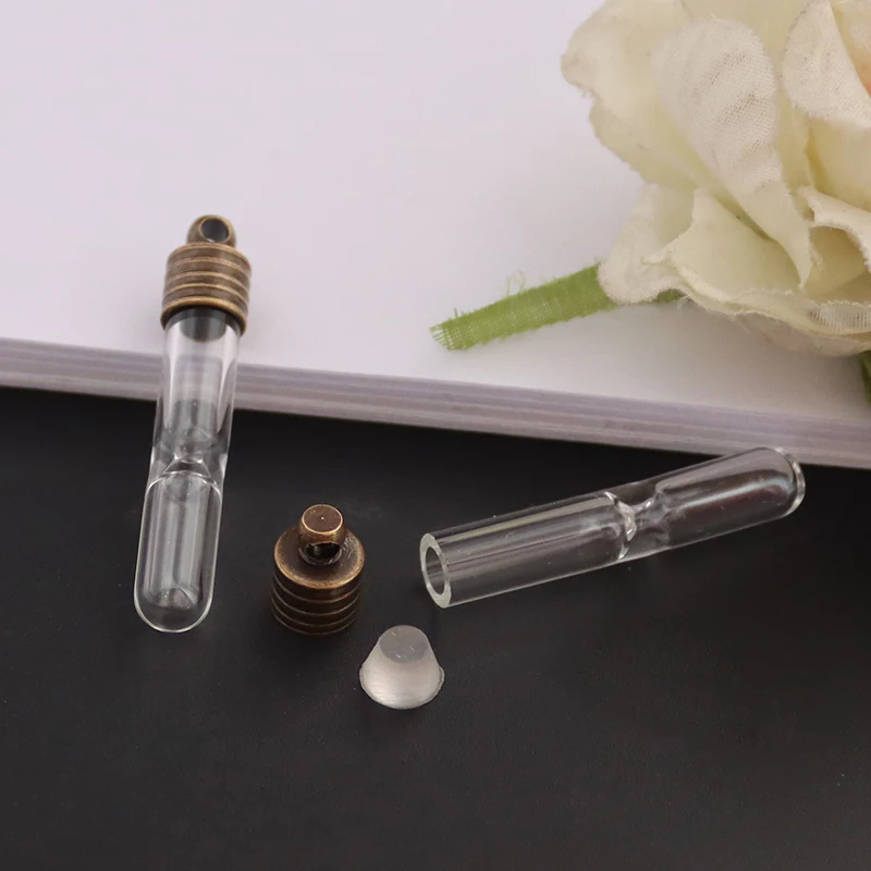 8PCS 8/10MM Sandglass Tube Hourglass Vials  Glass Vial Pendant Art Name On Rice Jewelry Making Component