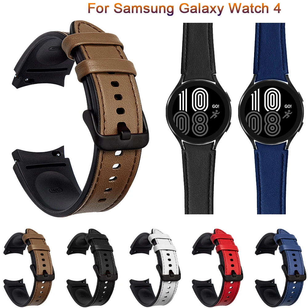 

Ремешок силиконовый и кожаный для Samsung Galaxy Watch 4 Classic, официальный браслет с металлической пряжкой для наручных часов 46 мм 42 мм 44 мм 40 мм