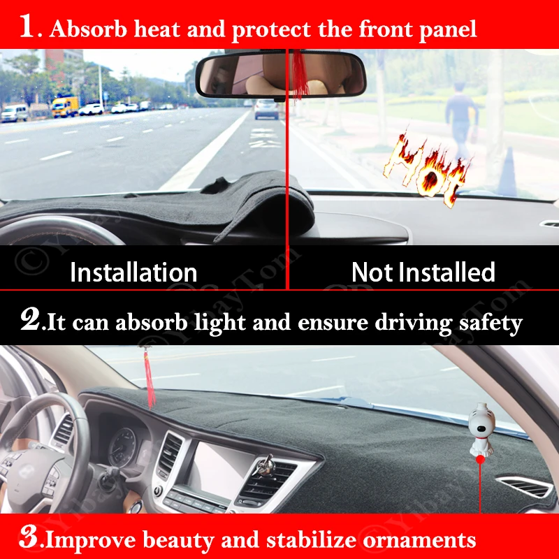 For Hyundai Solaris 2 Accent 2017 2018 HC Anti-Slip Leather Mat Dashboard Cover Pad Sunshade Dashmat Protect Carpet  Accessories