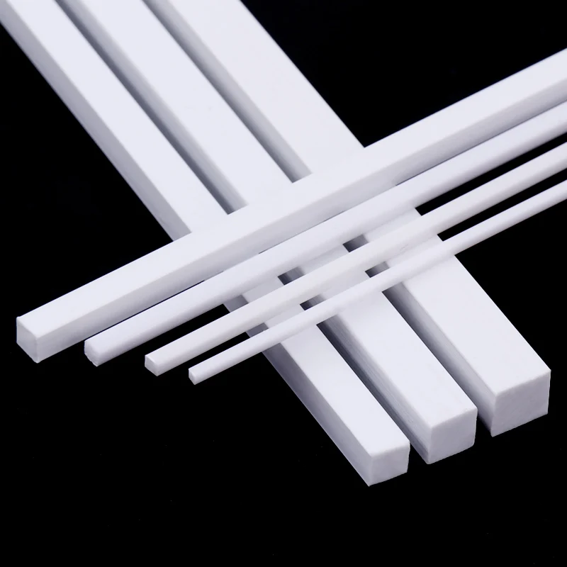 5pcs 1x1mm/2x2mm/3x3mm/4x4mm/5x5mm/6x6mm ABS Plastic Solid Square Rod Bar Shaft for RC Airplane Model 250mm Length