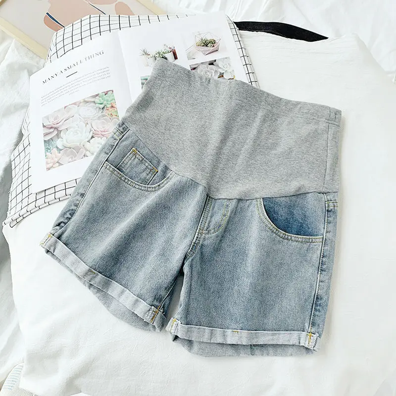 2020 Pregnant Women\'s Shorts Summer Wear Low-waisted Denim Shorts Summer Wear New Spring Loose Pants for Pregnant Women Clothes