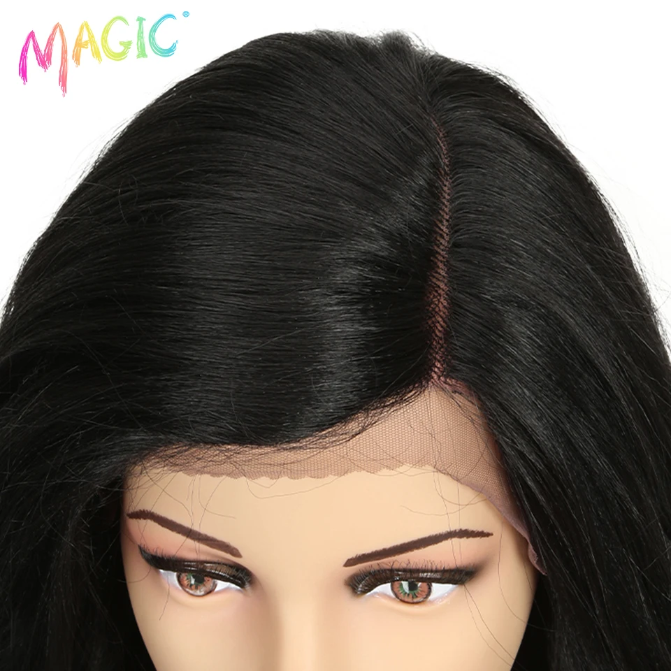 Magic Synthetic Lace Wig Curly Wig 22 Inch Wavy Blonde Grey Pink Purple Heat Resistant Wigs For Black Woman Cosplay Side Part