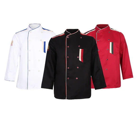 

Unisex Chef Long Sleeve Coat Jacket Restaurant Hotel Uniform Cook Waiter with Pocket Food Survice Worker Uniform Clothes