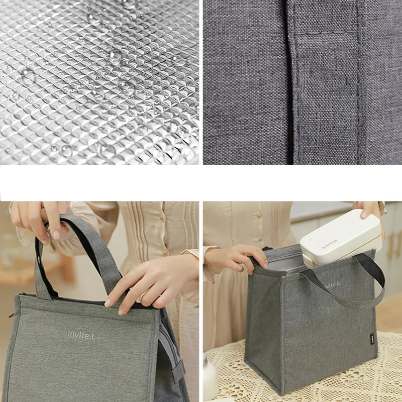 Borse per il pranzo di grande capacità Borsa per il pranzo con manico termico isolato Borsa per il pranzo pieghevole per esterni Moda ecologica