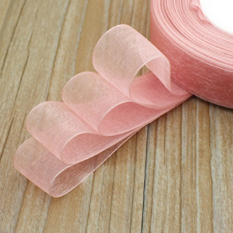 (50 yards/roll) Pink Meat organza ribbon wholesale gift wrapping decoration ribbons (12/15/20/25/40/50mm)