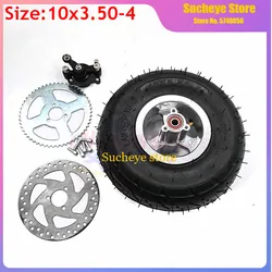 10x3.50-4 Tires Wheels 4 Inch Hub Rim +10x350-4 Tyre Inner Tube +Brake Disc +Sprocket  Pump Fits ATV Quad electric scooter