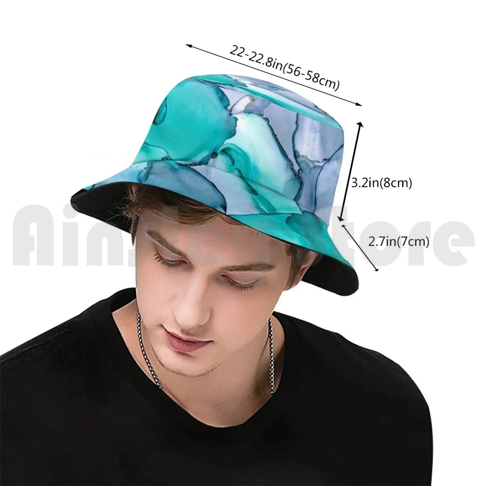 Turquoise Blue Daydream Sun Hat 2864 Bucket Hat Abstract Art Abstract Painting Turquoise Art Turquoise