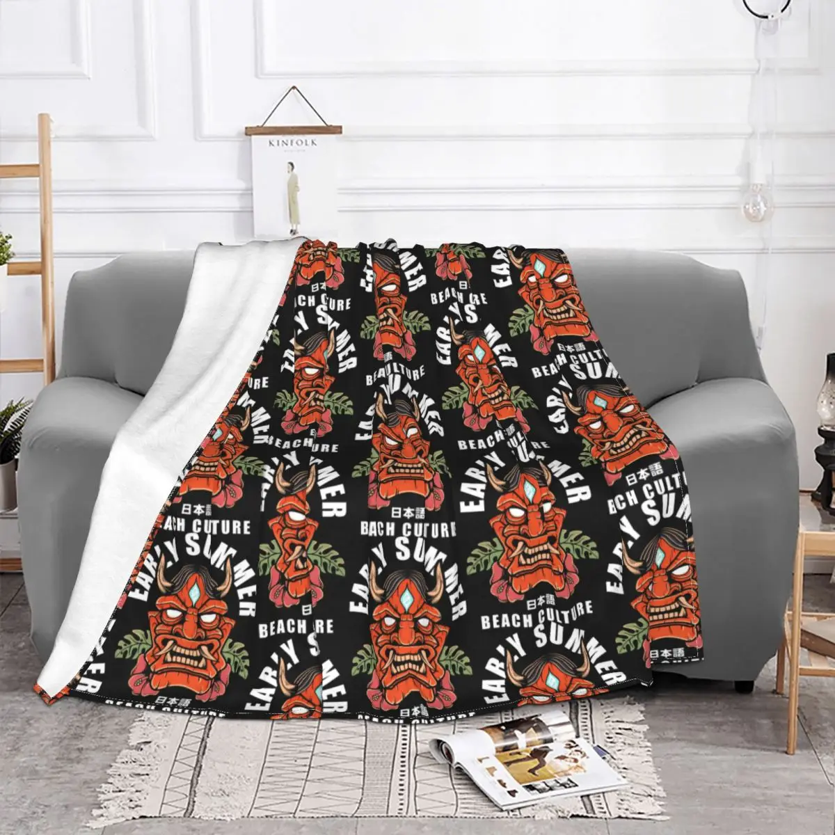 Hannya Tiki,adventure Aloha Line  Hypebeast Japan Lifestyle Carpet Flocking  Hot Bed Blanket Bed Covers Luxury Blanket