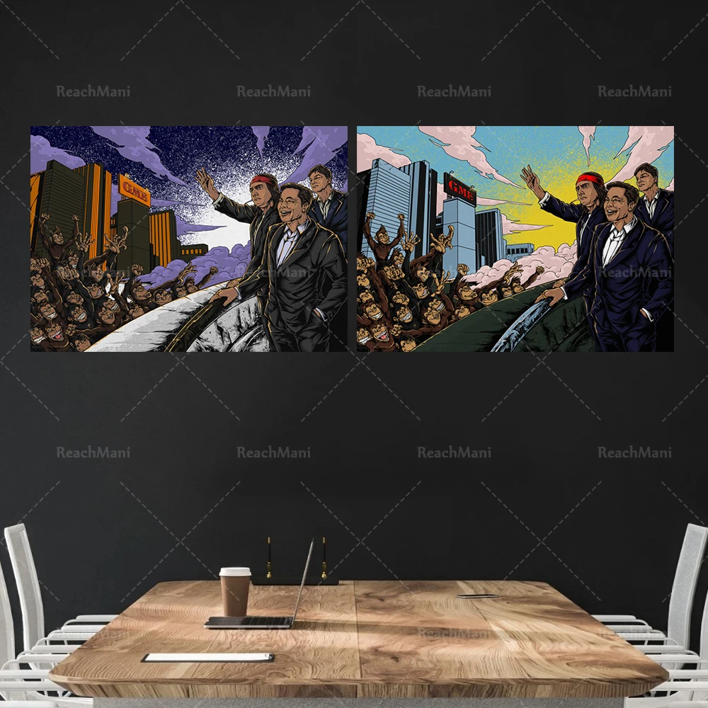 Finance Art | Meme Stocks | Gme | Stock Market Art | StockMarketPrint | HODL | Home Office Décor | Modern Wall Art - GME APES