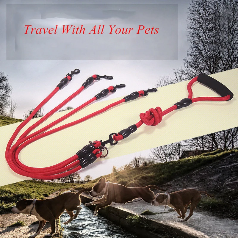 

One For two To One For Four Adjustable Dog Nylon Pet Dogs Training Walking Retractable Leash for 2 Dogs / 3 Dogs/4 Dogs Pet Lead